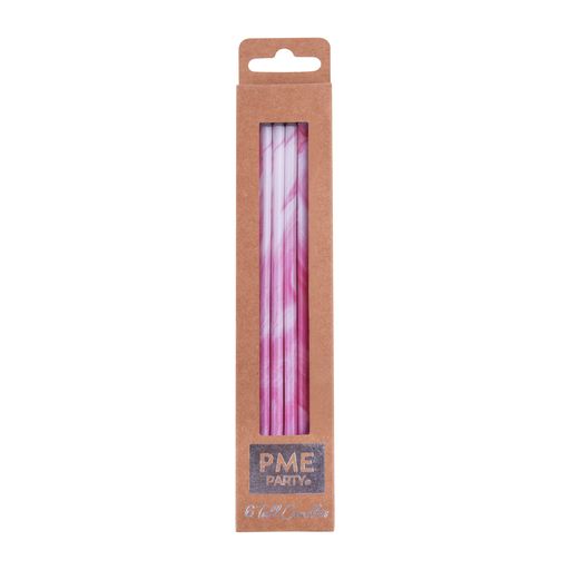 PME Extra Tall Candles- Pink Marble 6 Stück