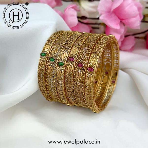 Exclusive Gold Plated Kemp Stone Traditional Bangles JH5014 – Jewel Palace