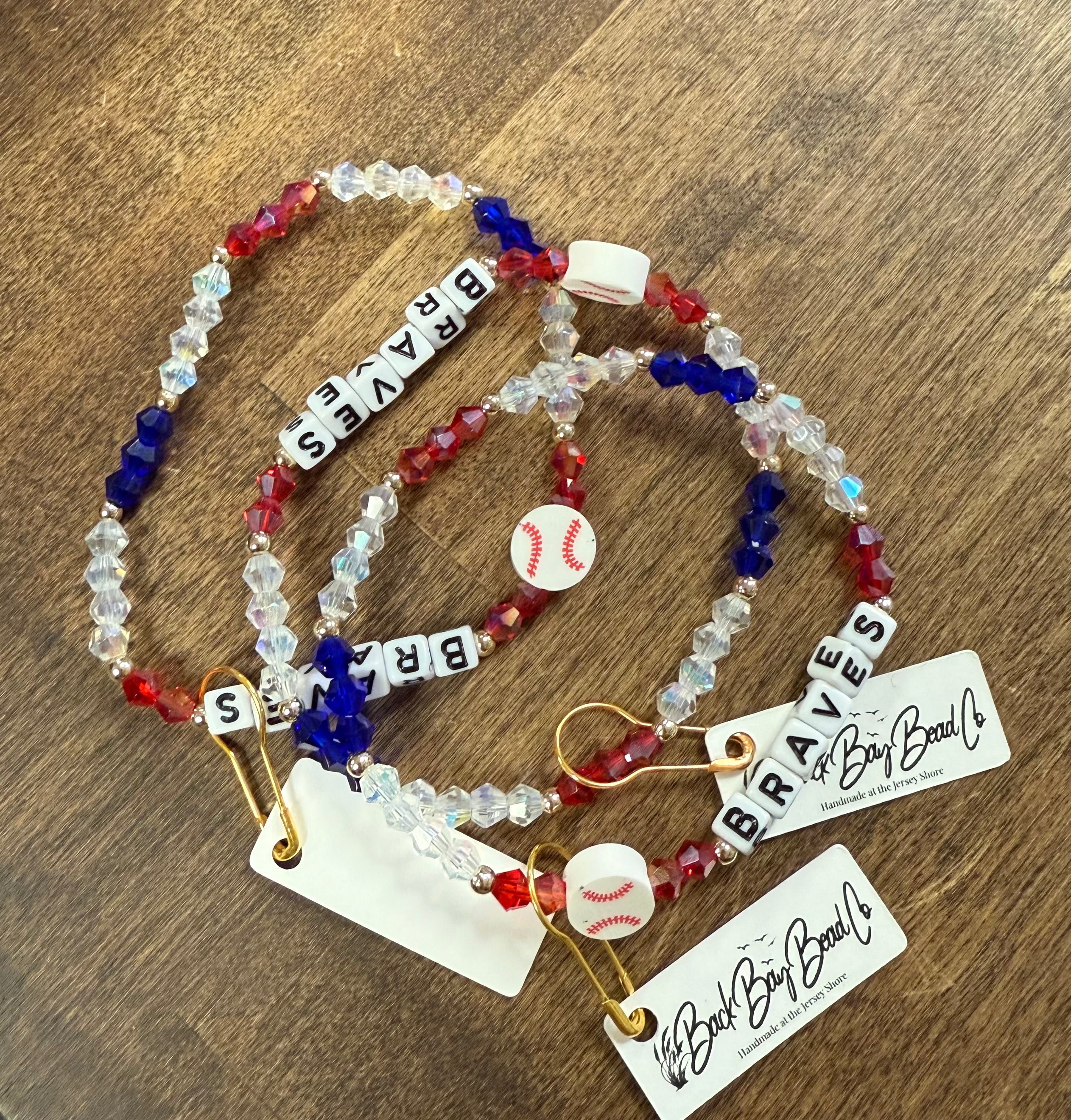 Braves Beaded Baseball Bracelets