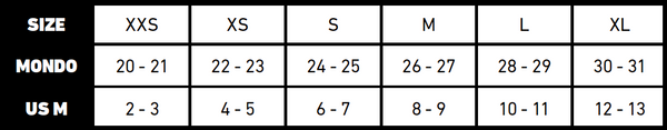 Intuition booties size chart