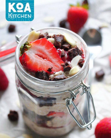 PB&J Better Brownie Overnight Oats