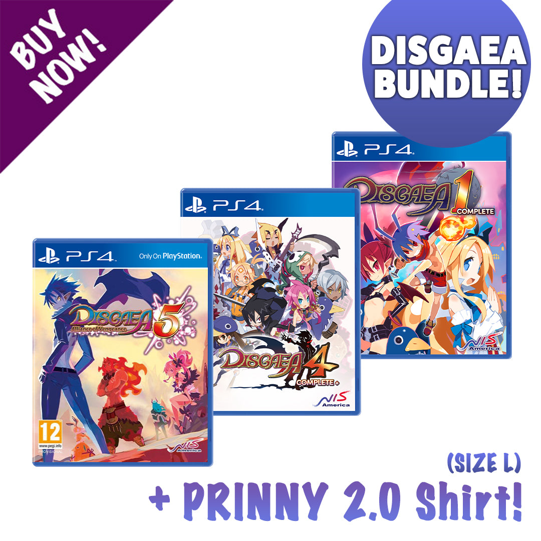 Disgaea 1 4 5 Bundle Ps4 Prinny 2 0 L T Shirt Nisa Europe Online Store