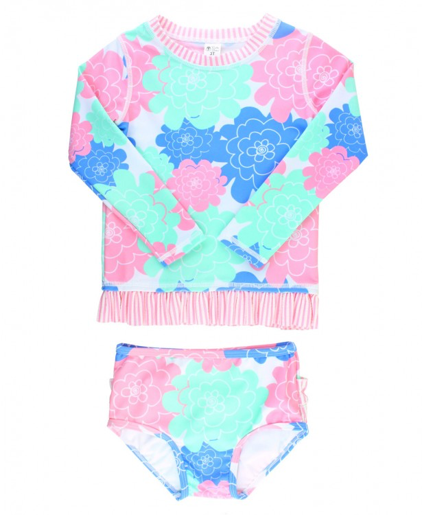 Blue and Peach Roses Swimsuit - Rash Guard Swim Suit - Shirt Swim Suit –  Whitney Elizabeth