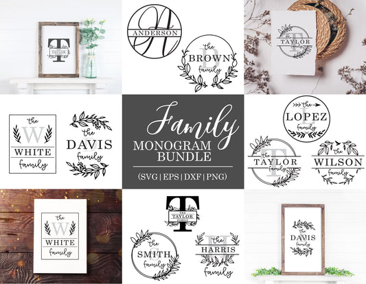 Hand Drawn Floral Split Monogram SVG Cut File for Cricut, Cameo Silhouette  – Caluya Design