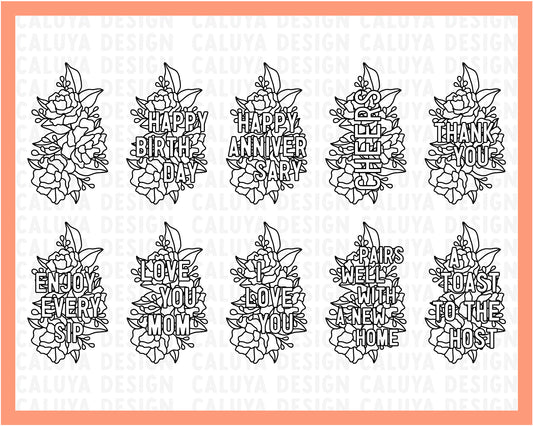 Hand Drawn Floral Split Monogram SVG Cut File for Cricut, Cameo Silhouette  – Caluya Design