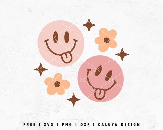 FREE Cute Smiley Face SVG  Retro Flower SVG Cut File for Cricut, Cameo  Silhouette – Caluya Design