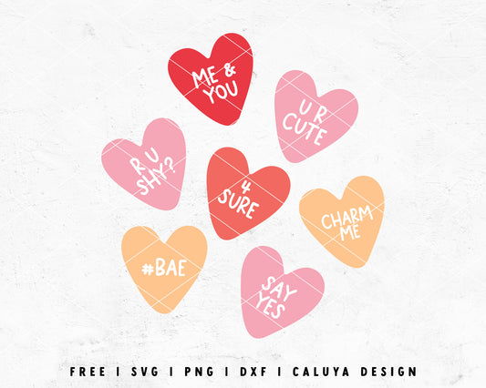 Free Conversation Hearts Clipart + SVG Cut Files - Hey, Let's Make