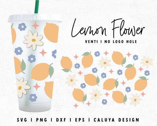 No Hole 24oz Venti Cold Cup, Tumbler wrap svg, Flower and Dragonfly svg,  Full wrap svg, Cold cup wrap, Cricut Silhouette png