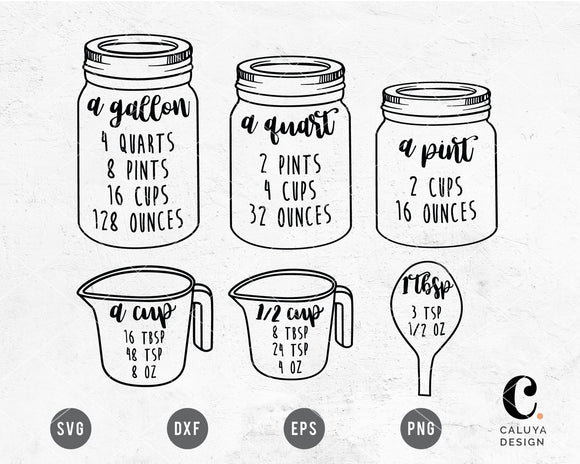 Kitchen Conversion Chart Ver.2 SVG For Cricut, Cameo Silhouette ...