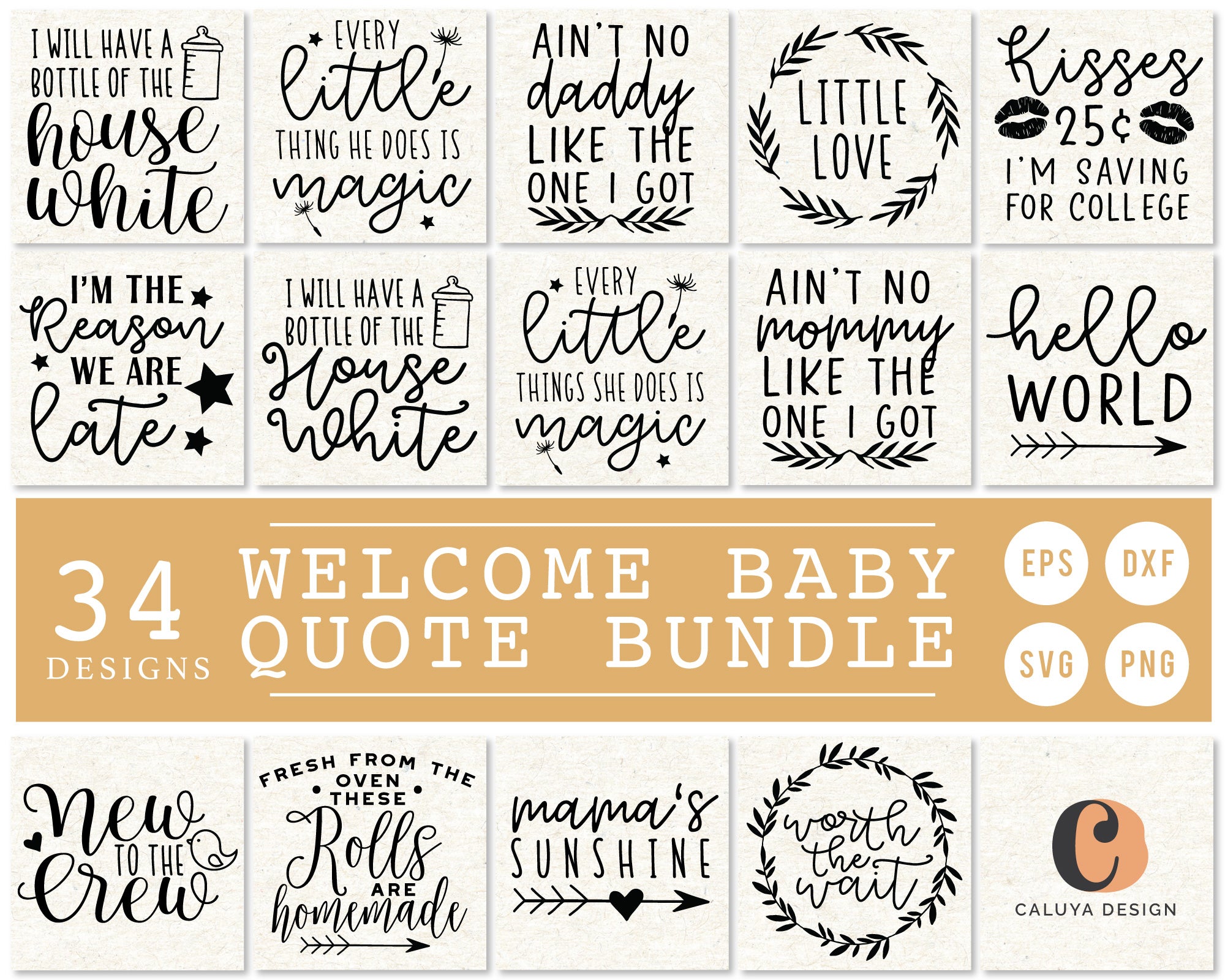 Welcome Baby Quote Svg Bundle Caluya Design