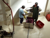 Pumping over fermenting wine to release alcohol