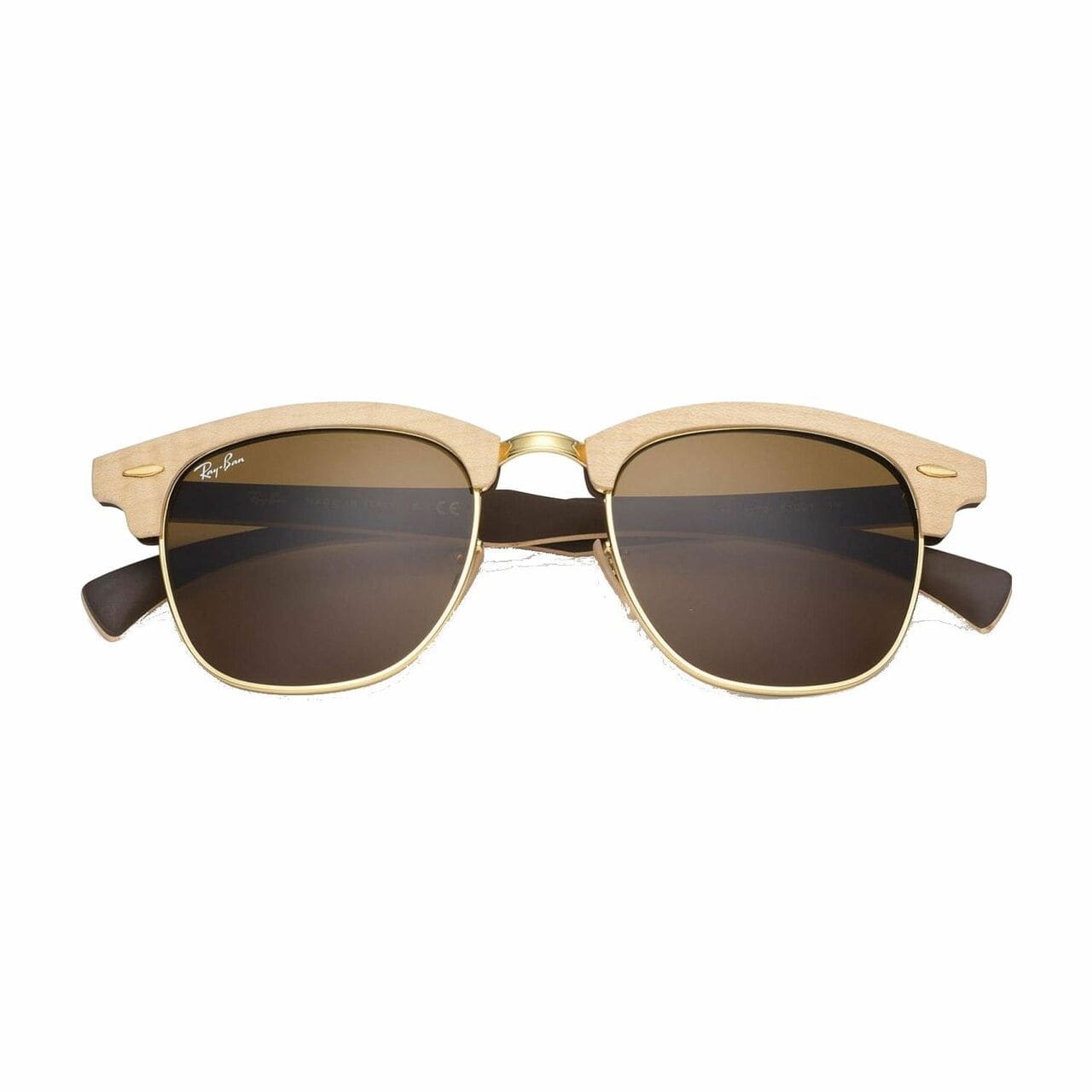 Dropship Ray-Ban RB3016M-1179 Clubmaster Wood Light Brown Square Brown  Classic B-15 Lens Sunglasses + Extra – Kleerance