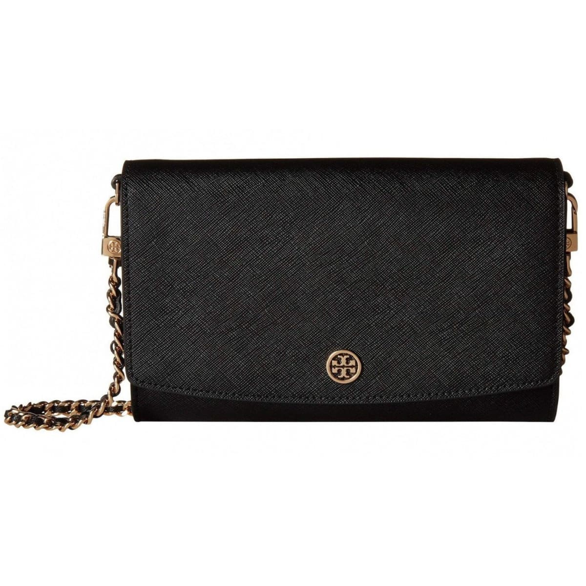Dropship Tory Burch Women's Robinson Black Textured Leather Crossbody Chain  Wallet + Extra 20% Off @ – Kleerance