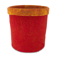 Red basket with yellow interior