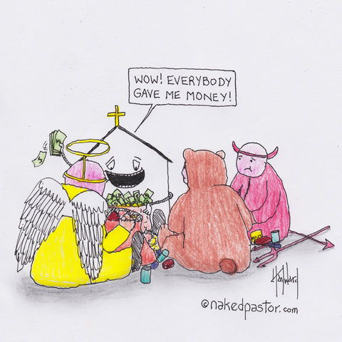 "The Church's Treat Bag" cartoon by nakedpastor David Hayward