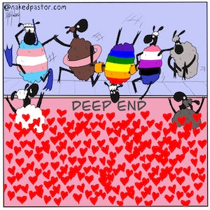 the deep end of love cartoon by nakedpastor david hayward