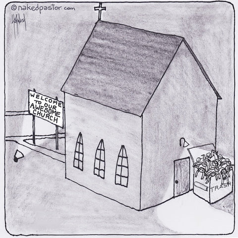 "Victims of the Awesome Church" cartoon by nakedpastor David Hayward