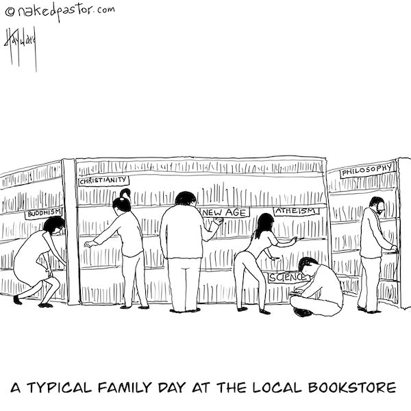 A Family at the Bookstore CARTOON
