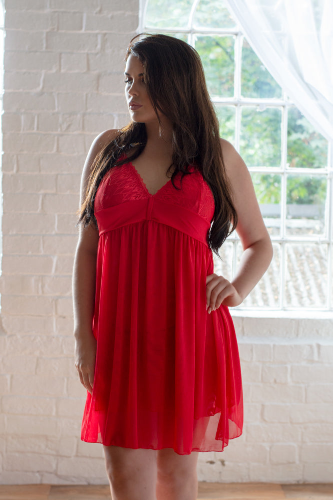 Cate Plus Size Double Layer Lace Nightie