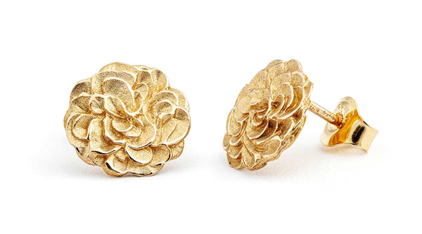 Golden Eudora earrings, design by Anu Kaartinen, Au3 Goldsmiths