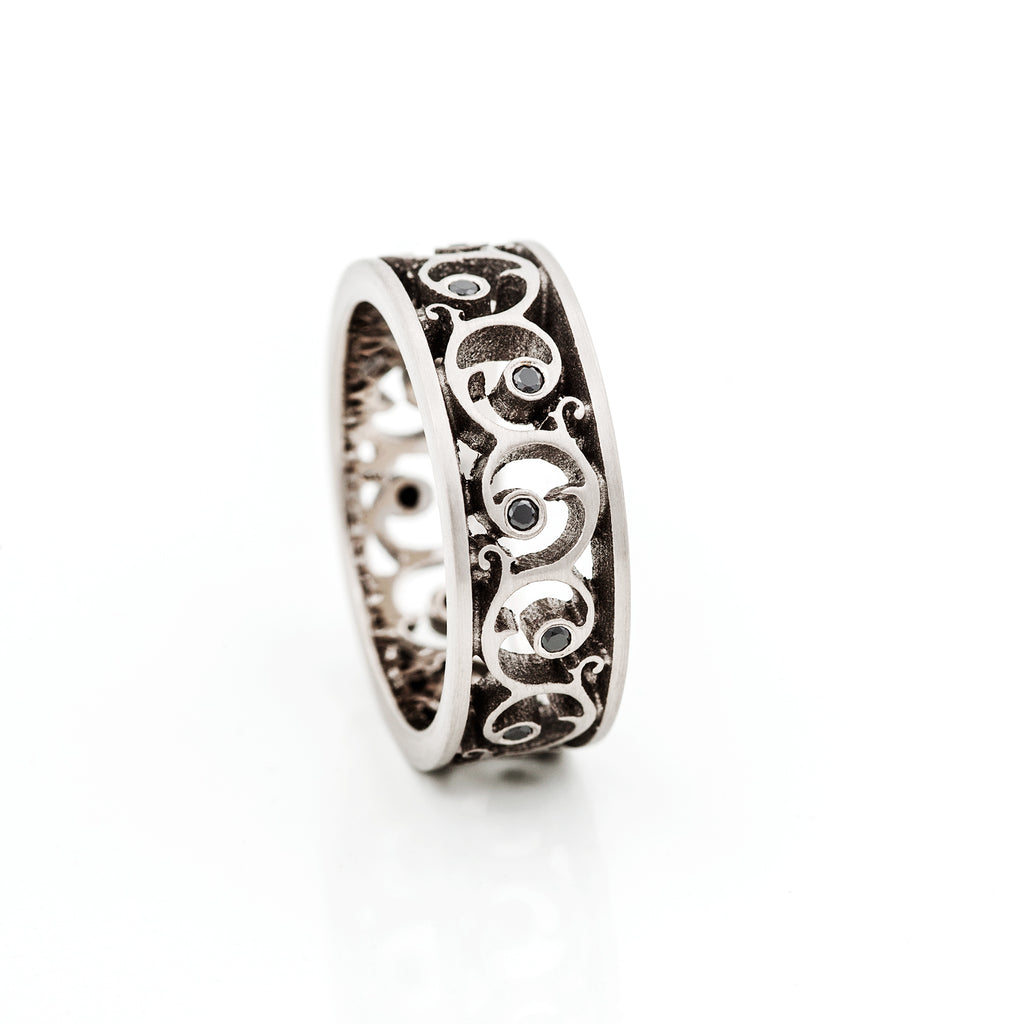 Ornament 7mm - Black - diamond ring – Au3 Goldsmiths