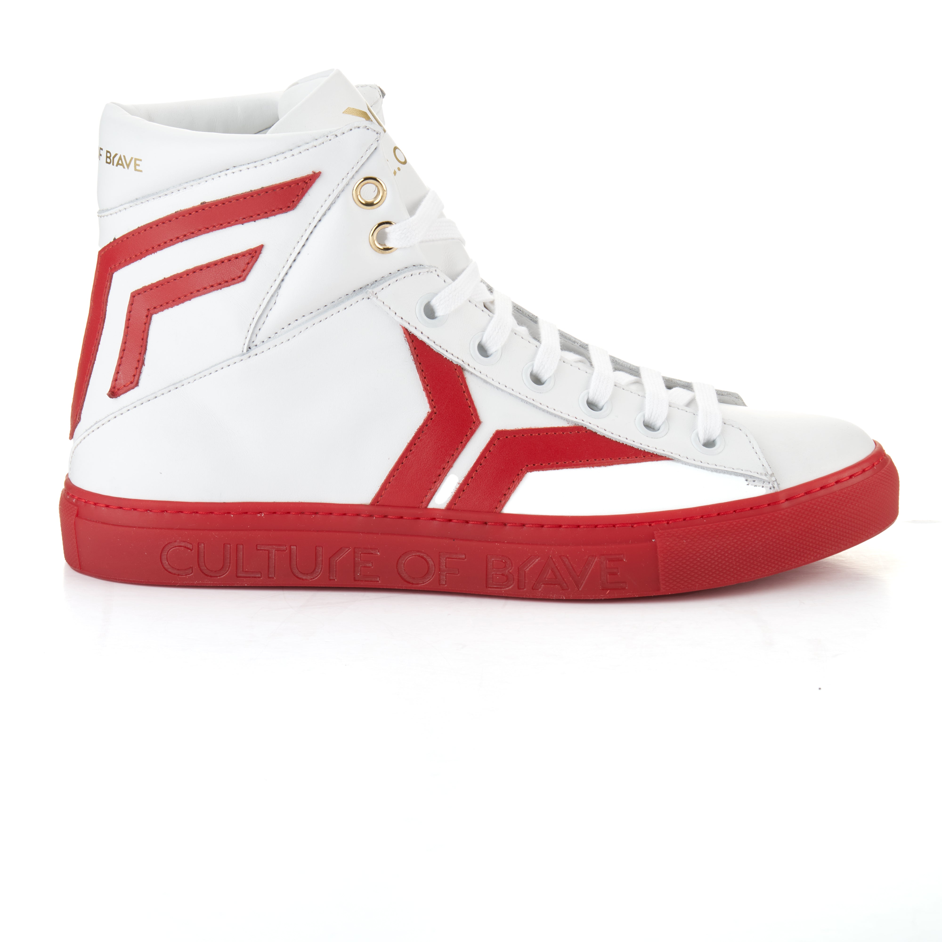 Prepared To Risk Mens High Cut White Leather Sneaker| Culture of Brave