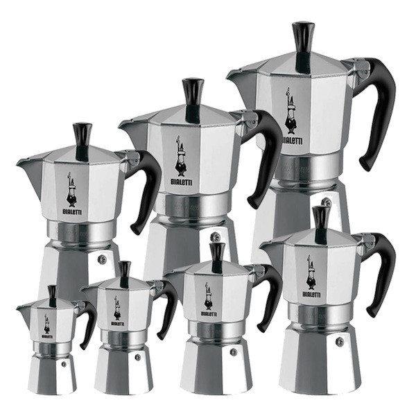 Large and small moka espresso pots