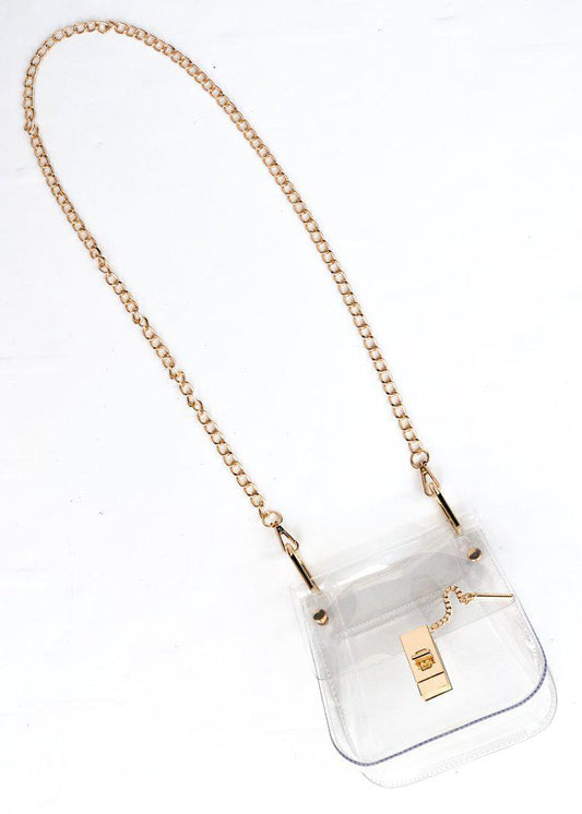 Jackie Clear Chain Purse - Gold