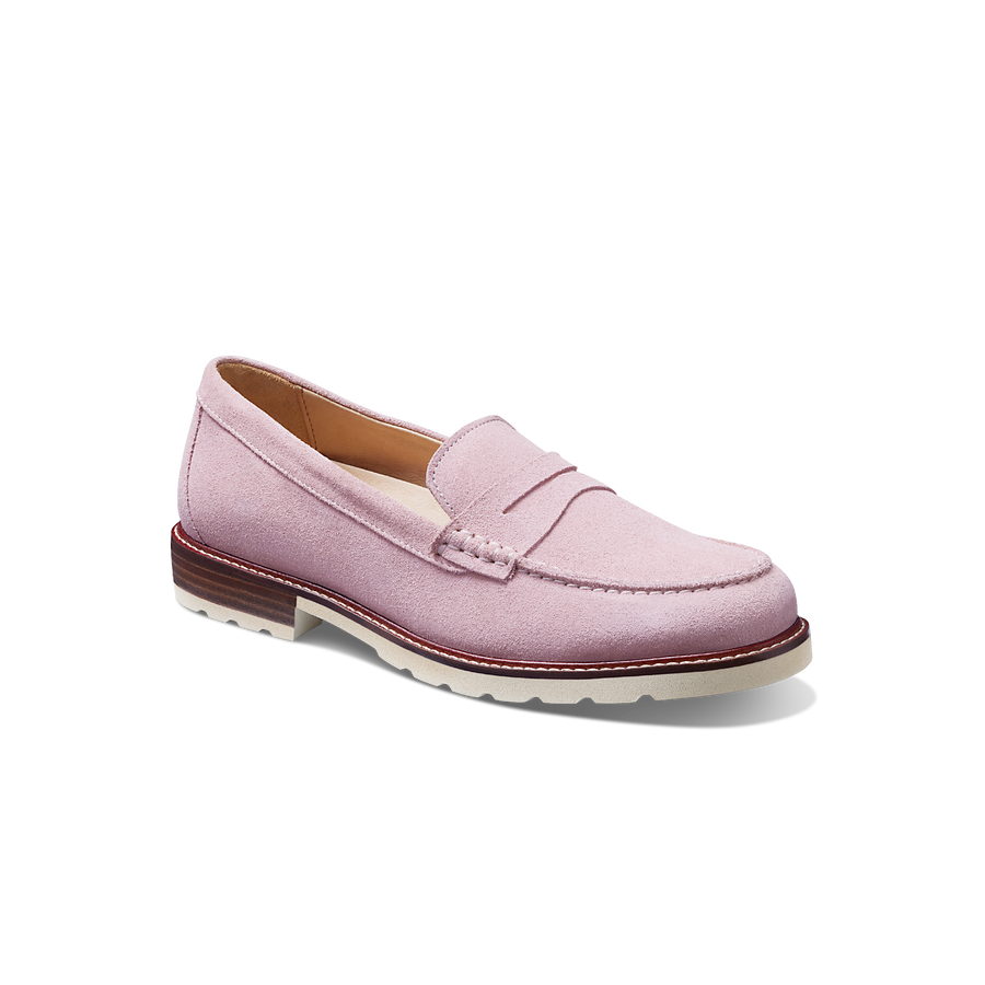 Handmade men's lace-up loafers in powder pink leather