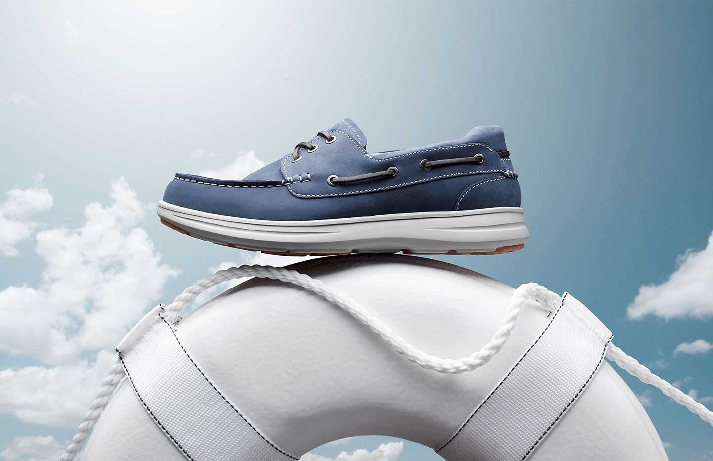 New Endeavor | Men's Leather Boat Shoes | Driftwood Blue