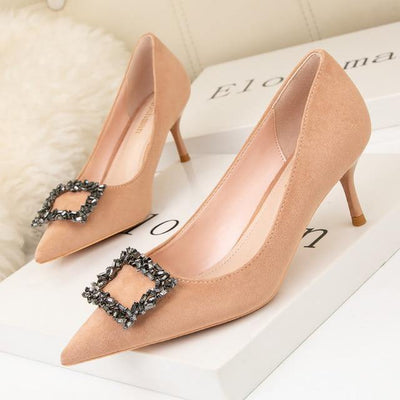 greatexpectation Transparent Crystal Pointed Toe Slip-on High Heels freeshipping - greatexpectation