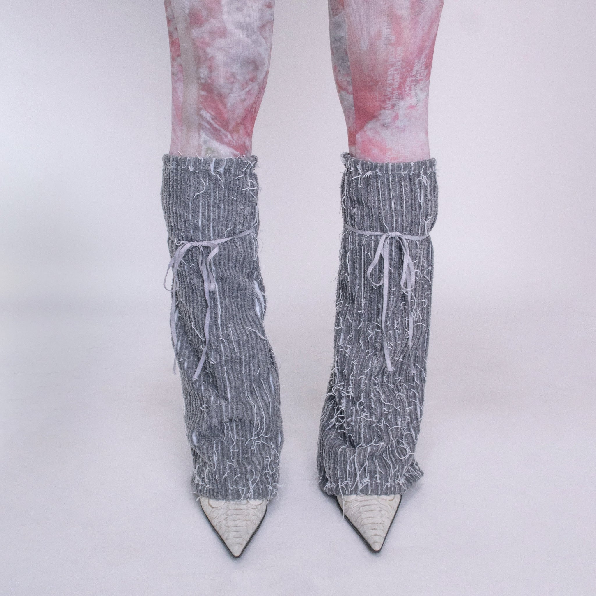 Hot Topic Grey Distressed Flare Leg Warmers