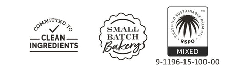 Commitment to clean ingredients, small batch bakery, and RSPO Certified