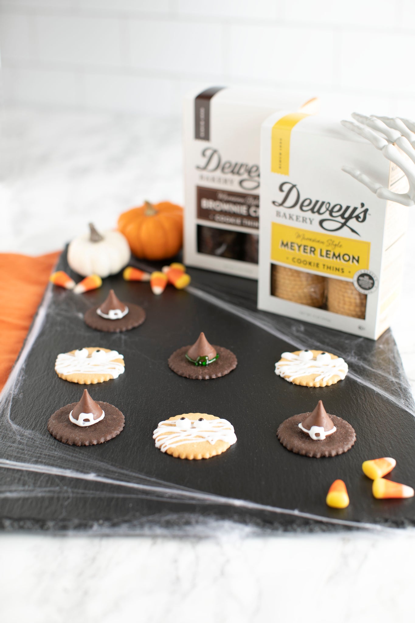 Moravian cookie thins with halloween decorations 