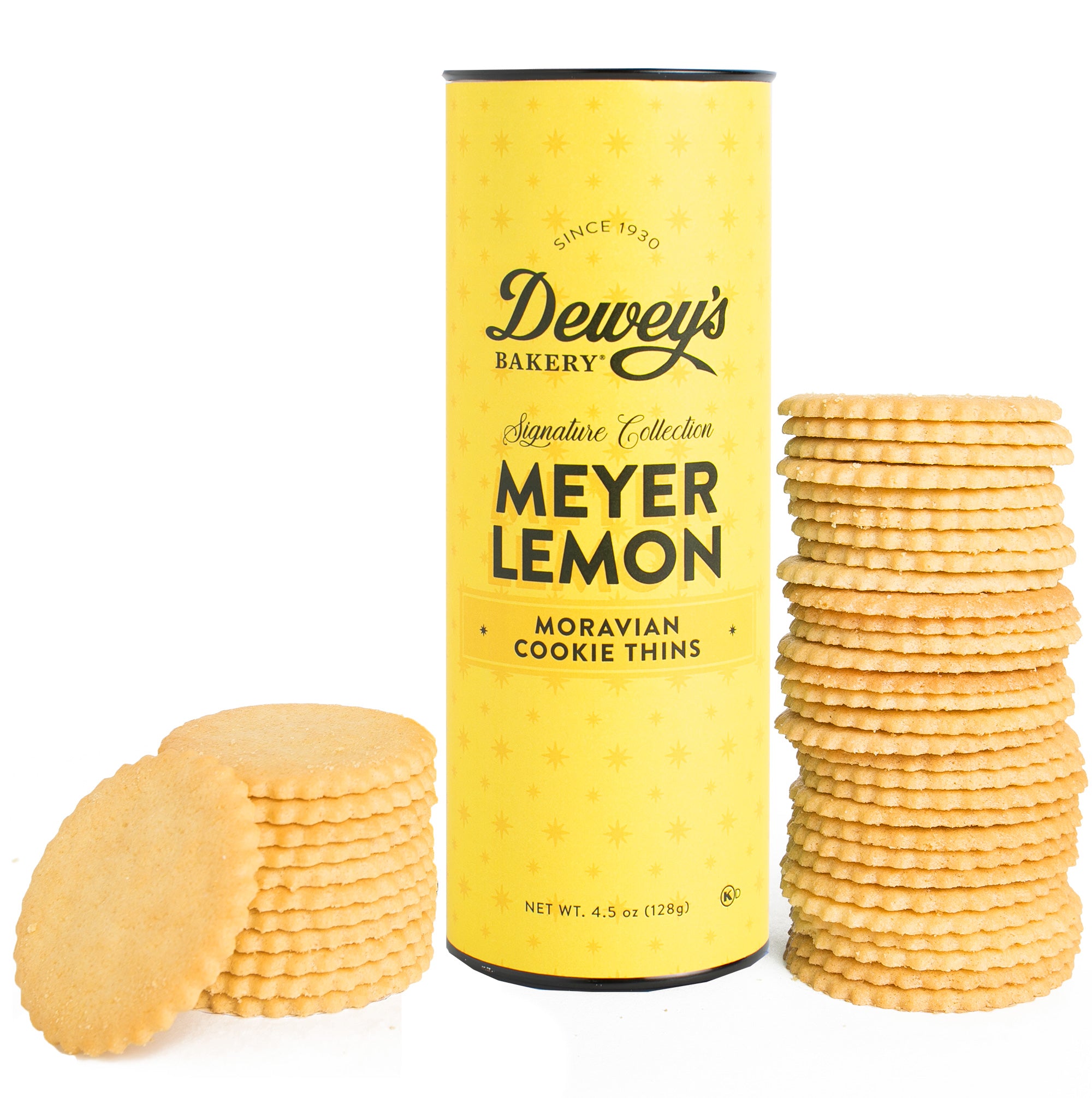 Meyer Lemon Moravian Cookie Thins Tube - Deweys Bakery product image