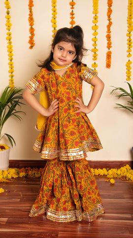 Darpan Sharara Set mustard yellow girls Indian wear in USA