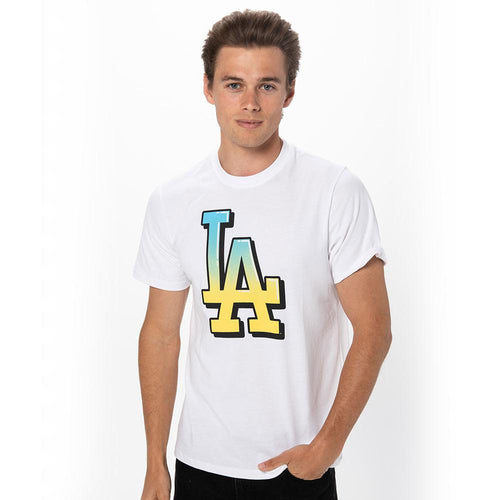 47 Brand LA Dodgers T-Shirt In Off Black With Chest And Back Print