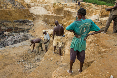 An image of diamond mining in Sierra Leone.