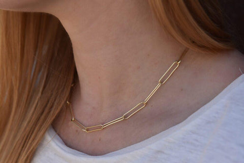 18k gold paperclip chain necklace