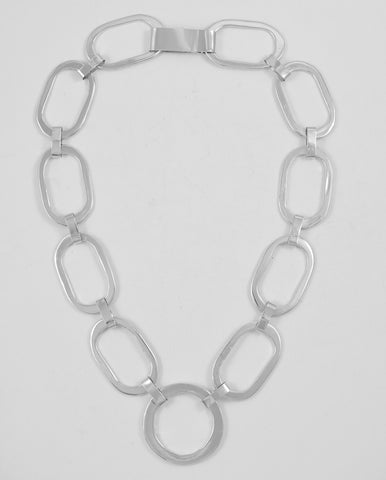 The Uma Necklace prototype with fabricated connecting links. All sterling silver.