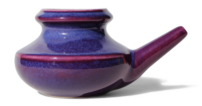 Handmade in USA Ceramic Netipot for Sinus rinse and nasal cleansing