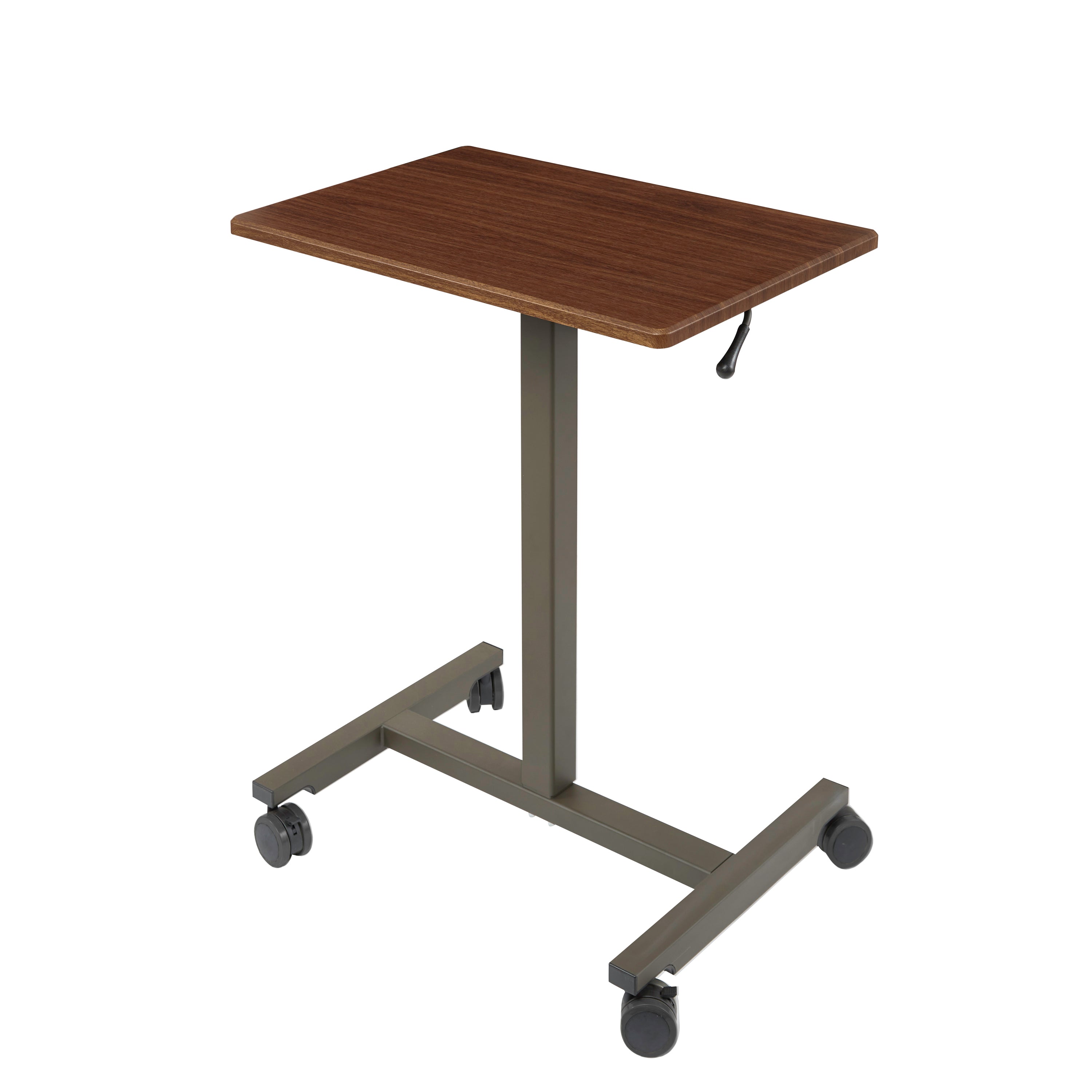 AIRLIFT PNEUMATIC LAPTOP COMPUTER SIT-STAND MOBILE DESK CART HEIGHT-ADJUSTABLE, MAPLE