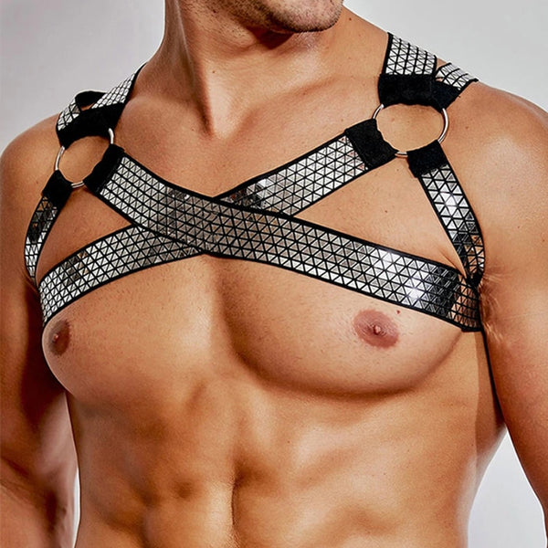 Chest muscles Strap accessories men's fitness sexy white party dance r –  strappz