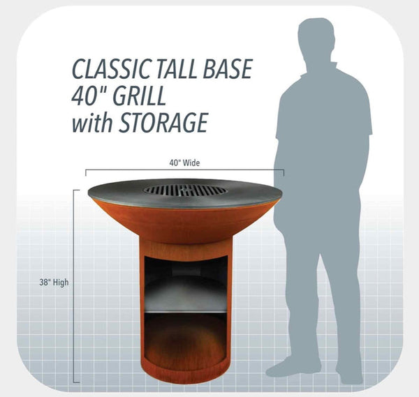 Size Chart Arteflame Classic 40" Grill - Tall Round Base with Storage
