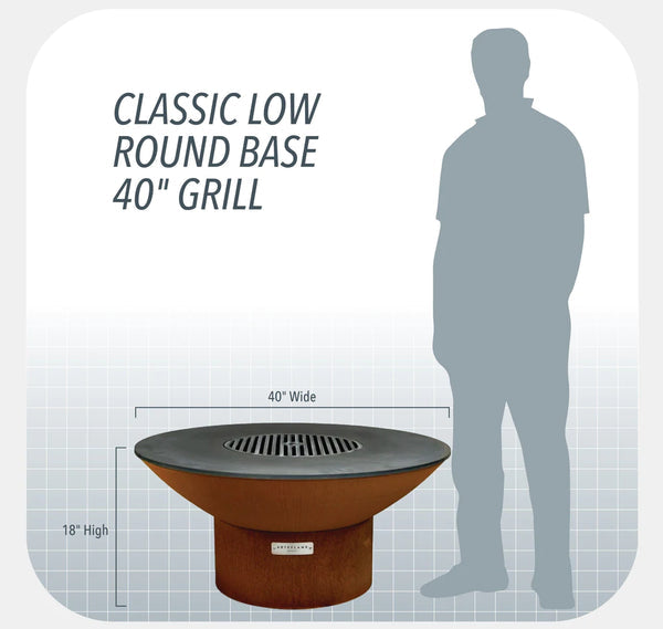 Size Chart Arteflame Classic 40" Grill with a Low Round Base Home Chef Bundle With 5 Grilling Accessories.