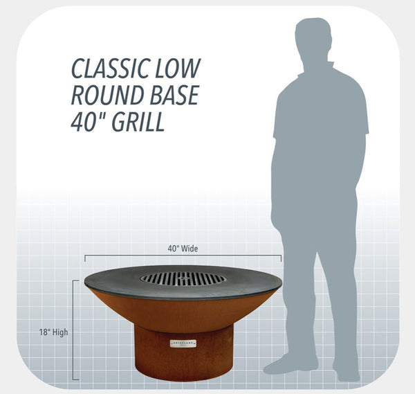 Size Chart Arteflame Classic 40" Grill with a Low Round Base Starter Bundle With 2 Grilling Accessories