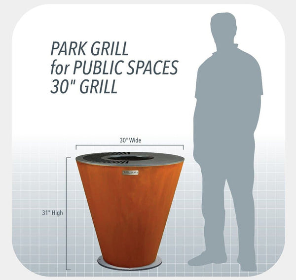 Size Chart 30" Arteflame Park Grills For Public Spaces and High Traffic
