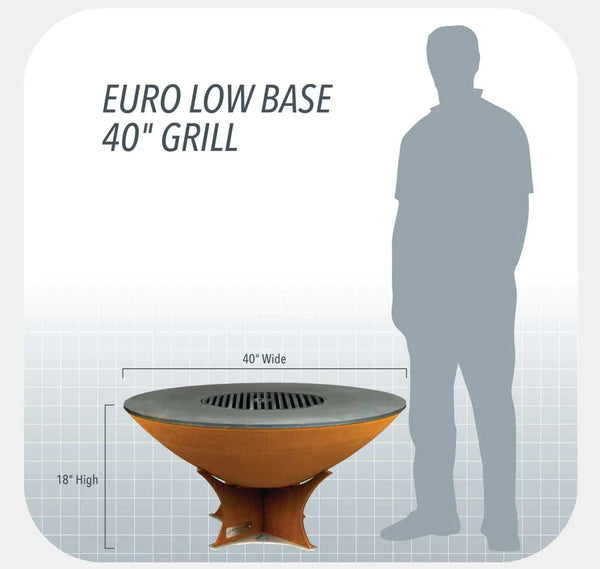 Size Chart Arteflame Classic 40" Grill with a Low Euro Base Home Chef Max Bundle With 10 Grilling Accessories