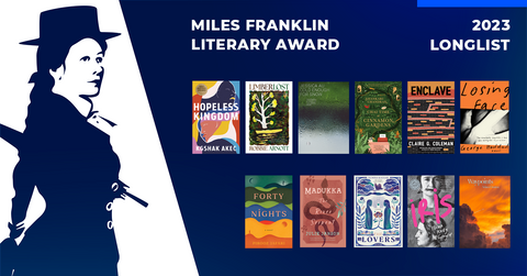 Miles Franklin Literary Award banner featuring all 11 longlisted books
