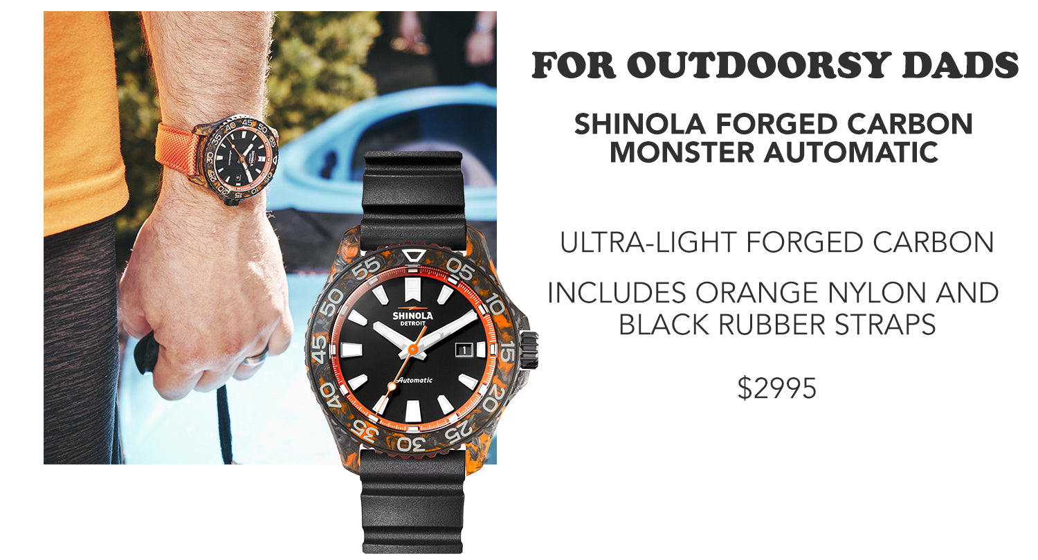 A watch for the outdoorsy dad: Shinola's Forged Carbon Monster Automatic